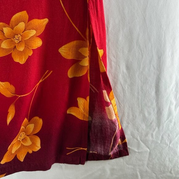 Jane Ashley Maxi Dress Womens L Sleeveless Waist Tie Floral Red Orange - Picture 7 of 10